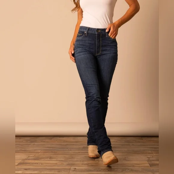Kimes Ranch Sarah High-Rise Slim Bootcut Jeans | 6/30 | Dark Wash - Picture 3 of 12